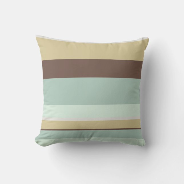 Blauwe teacup Striped Pillow Kussen (Voorkant)