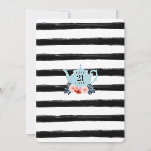 Blauwe Teacup Tea Party Bridal Shower Uitnodiging (Achterkant)