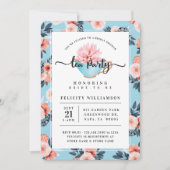 Blauwe Teacup Tea Party Bridal Shower Uitnodiging (Voorkant)