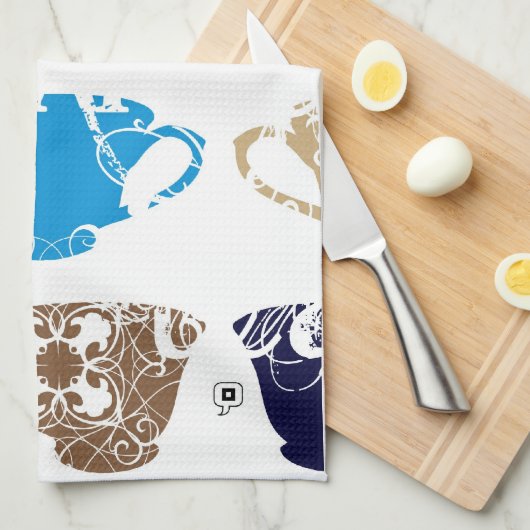 blauwe teacups theedoek (Quarter Fold)