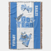 Blauwe Team Spirit Cheerleader Custom Deken (Voorkant Verticaal)