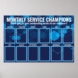 Blauwe techno-werknemer van de maandfoto-weergave poster