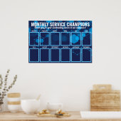 Blauwe techno-werknemer van de maandfoto-weergave poster (Keuken)