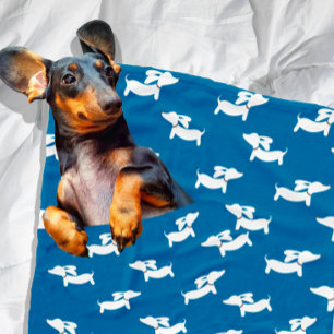 Blauwe Teckels Dansen Fleece Doxie Deken