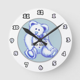 Blauwe Teddibeer klok