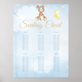 Blauwe Teddy Bear Boy's Baby shower Seating Chart Poster (Voorkant)
