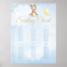 Blauwe Teddy Bear Boy's Baby shower Seating Chart