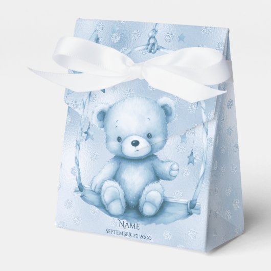 Blauwe Teddy Bear Favor Box Bedankdoosjes (Voorkant Zijde)