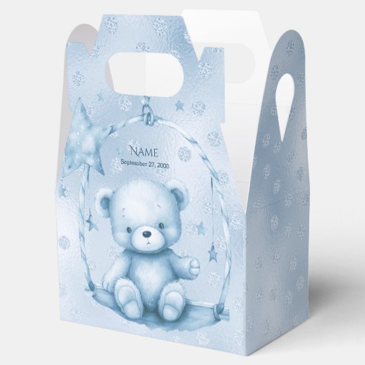 Blauwe Teddy Bear Favor Box Bedankdoosjes (Geopend)