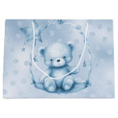 Blauwe Teddy Bear Gift Bag Groot Cadeauzakje (Voorkant)