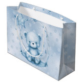 Blauwe Teddy Bear Gift Bag Groot Cadeauzakje (Achterkant Gekanteld)