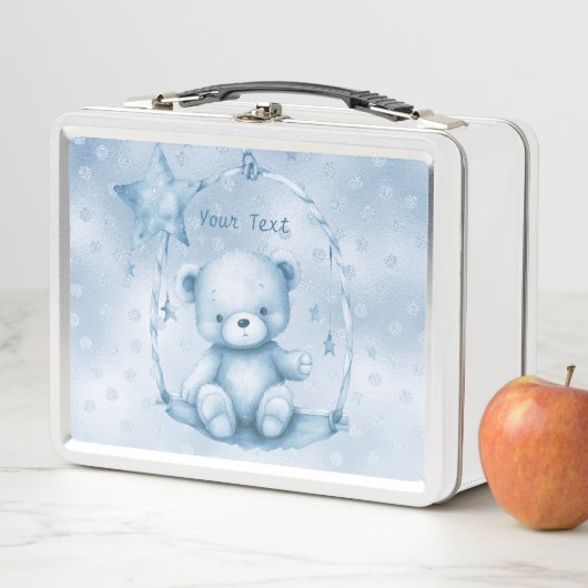 Blauwe Teddy Bear Metalen Lunchbox (In situ)