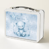 Blauwe Teddy Bear Metalen Lunchbox (Achterkant)