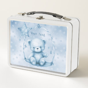 Blauwe Teddy Bear Metalen Lunchbox