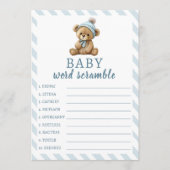 Blauwe teddy draagt baby shower ouders advieskaart (Voorkant)