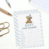 Blauwe teddy draagt baby shower ouders advieskaart