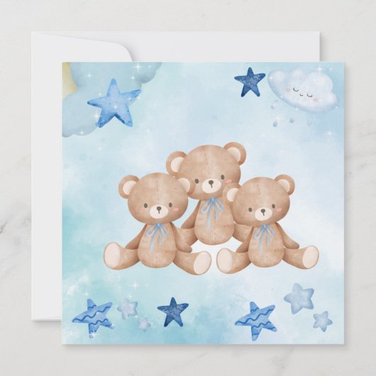 Blauwe teddy draagt schattige uitnodiging van de B (Achterkant)