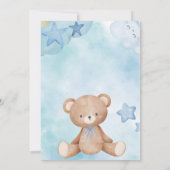 Blauwe teddy draagt uitnodiging van Birthday (Achterkant)