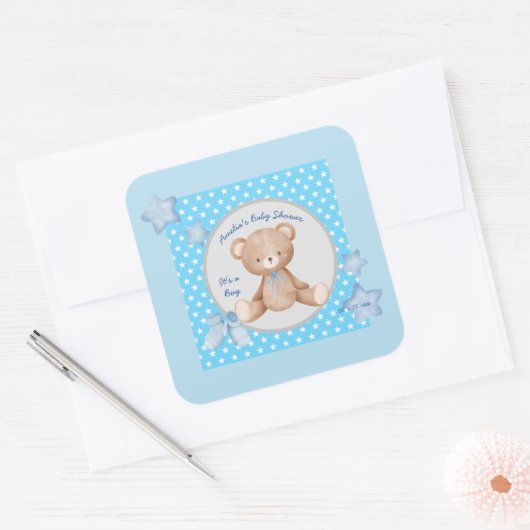 Blauwe teddy kleine start Sticker (Envelop)
