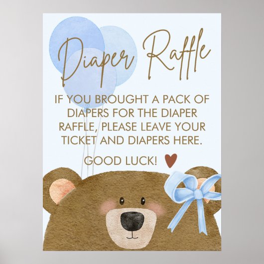 Blauwe Teddy we kunnen bijna wachten Baby shower l Poster (Voorkant)