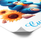 Blauwe teddybeer aangepaste kinderkamer voor baby poster (Hoek)
