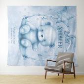 Blauwe teddybeer achtergrond wandkleed (In Situ (horizontaal))