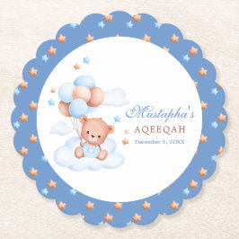 Blauwe Teddybeer Aqiqah Onderzetter Persoonlijk Mo