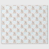 Blauwe teddybeer baby boy douche inpakpapier (Vlak)