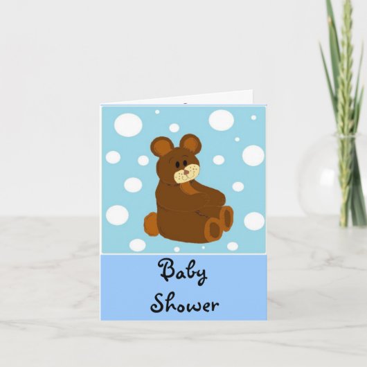 Blauwe Teddybeer Baby Shower (Voorkant)