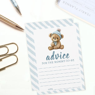Blauwe teddybeer baby shower Advice voor mammie ka Advieskaart