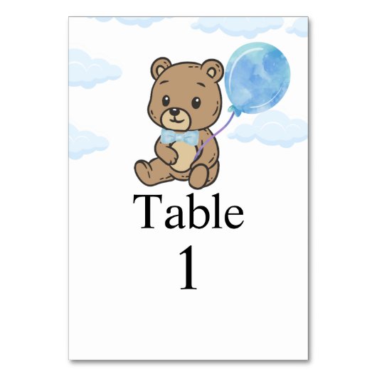 Blauwe Teddybeer Baby Shower Kaart (Voorkant)