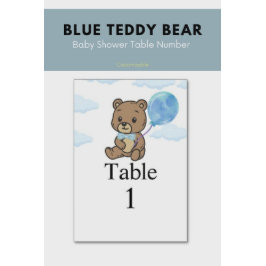 Blauwe Teddybeer Baby Shower  Kaart