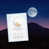 Blauwe Teddybeer Baby Shower Kaart