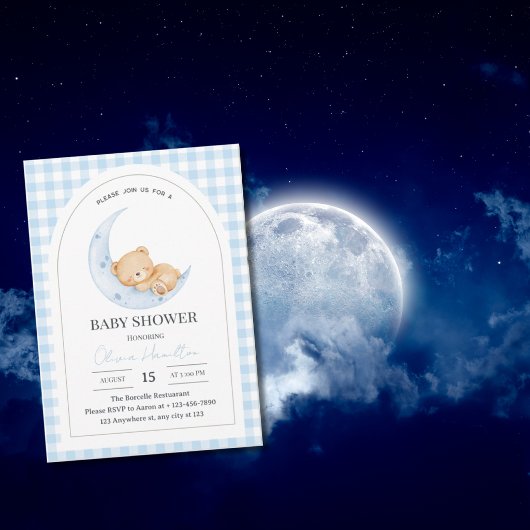 Blauwe Teddybeer Baby Shower Kaart