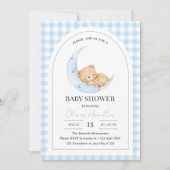 Blauwe Teddybeer Baby Shower Kaart (Voorkant)