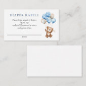 Blauwe Teddybeer Baby shower Luier Raffle Informatiekaartje (Voorkant / Achterkant)