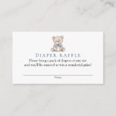 Blauwe Teddybeer Baby shower Luier Raffle Informatiekaartje (Voorkant)