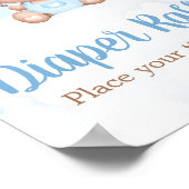 Blauwe Teddybeer Baby shower Luier Raffle Poster (Hoek)