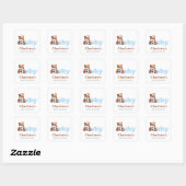 Blauwe Teddybeer Baby Shower Vierkante Sticker (Vel)