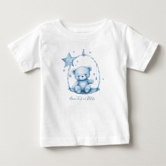 Blauwe Teddybeer Baby T-shirt (Voorkant)