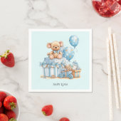 Blauwe teddybeer babyshower servetten voor jongens (Insitu)