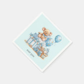 Blauwe teddybeer babyshower servetten voor jongens (Hoek)