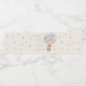 Blauwe Teddybeer Ballon Baby Shower Waterfles Etiket (Enkel label)