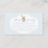 Blauwe teddybeer ballon boek voor baby boy douche informatiekaartje (Voorkant)