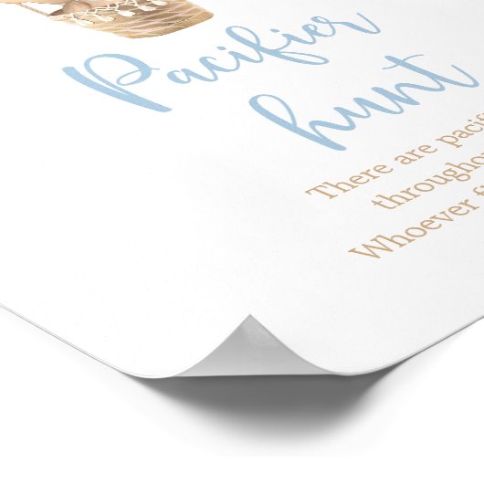 Blauwe Teddybeer ballon fopspeen Hunt spel Poster (Hoek)