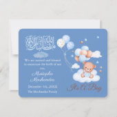 Blauwe teddybeer ballon Mashallah islamitische bab Aankondiging (Voorkant)