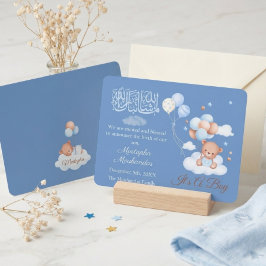 Blauwe teddybeer ballon Mashallah islamitische bab Aankondiging