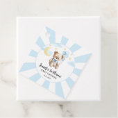 Blauwe teddybeer ballonnen baby jongen douche guns bedankjes labels (In situ)