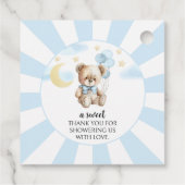 Blauwe teddybeer ballonnen baby jongen douche guns bedankjes labels (Achterkant)