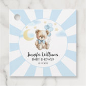 Blauwe teddybeer ballonnen baby jongen douche guns bedankjes labels (Voorkant)